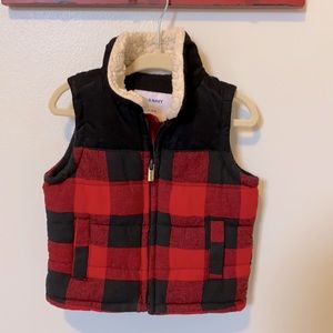 Black and red Lumberjack vest size 6-12mo